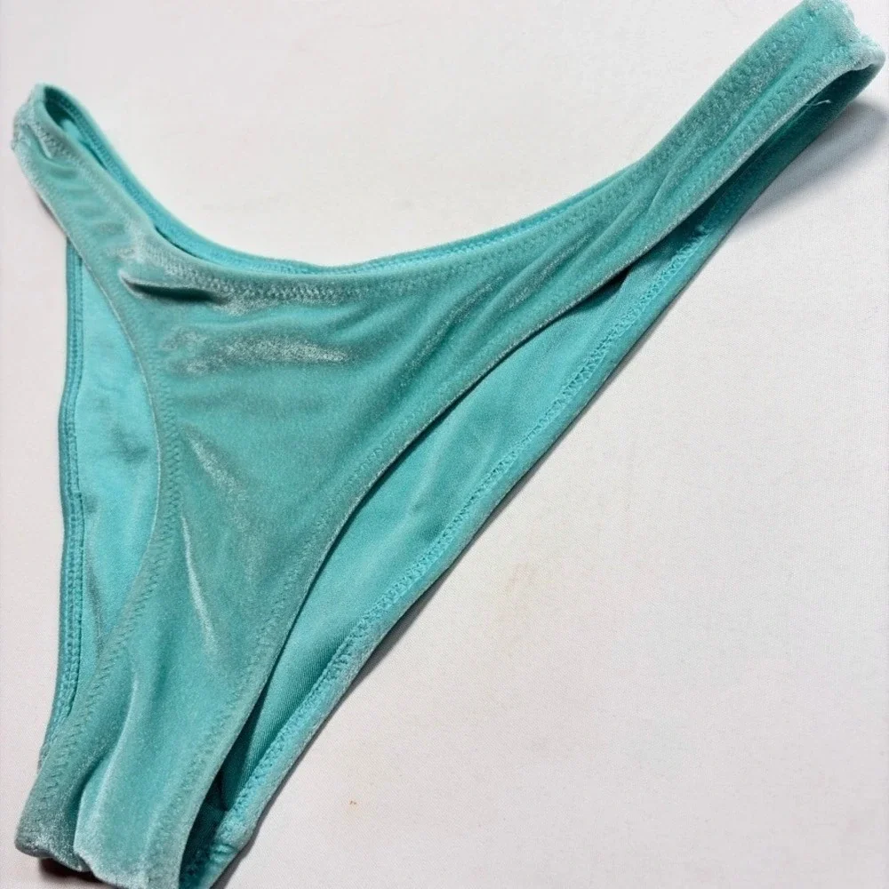 Triangl Velvet Bikini Bottoms XS Aqua Teal Swim Bottoms Top